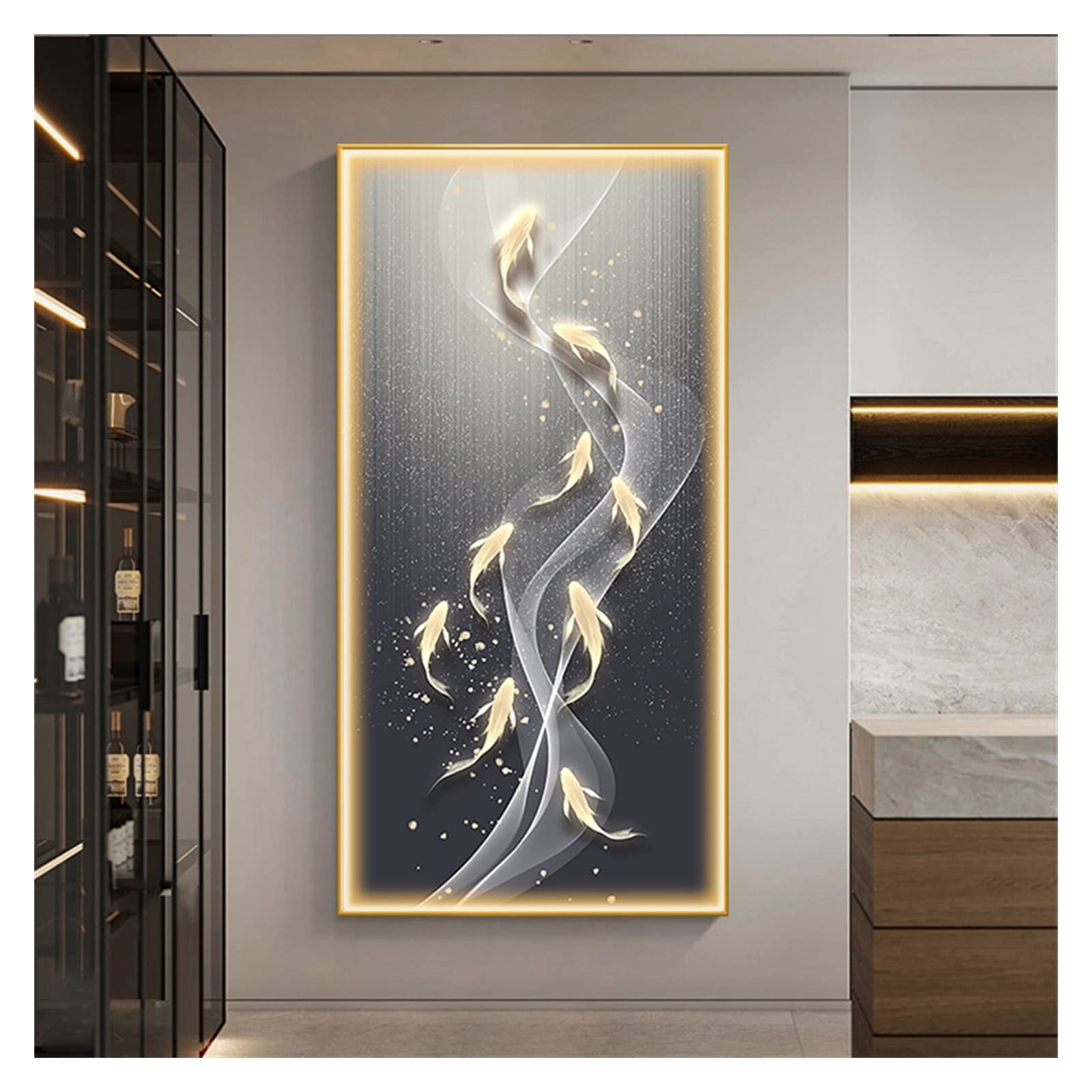 Amazon.co.jp: 装飾画 九魚図玄関装飾画ランプ絵画モダンなリビング